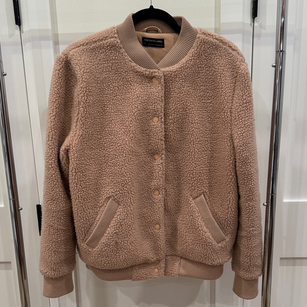 The Fifth Label - pink/cream shearling bomber jacket